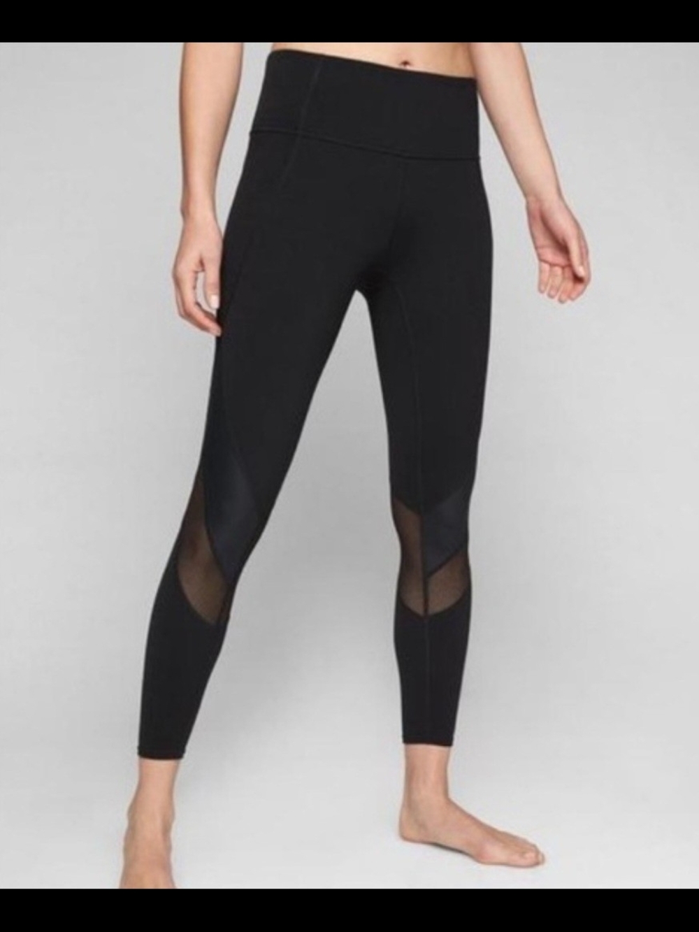 Athleta Shine Salutation Black Mesh Detail Leggings Women 54023